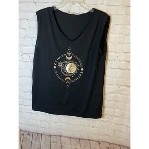 Moon Black Muscle Tank Women's Size Large